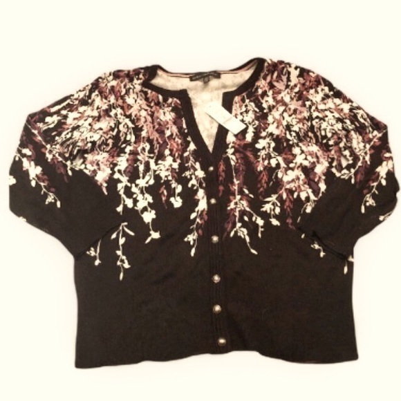 White House Black Market Vine Print Cardigan